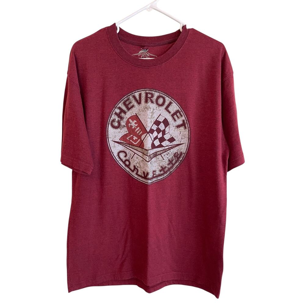 Chevrolet Corvette Men's Red T Shirt Retro Look Original Corvette Logo